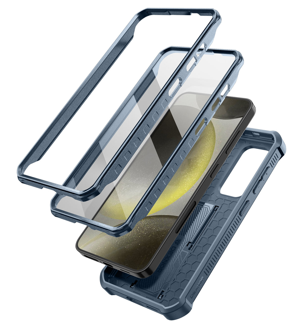Blue Heavy-Duty Shockproof Rugged Case with Slide Camera Cover, Screen Protector & Kickstand O666