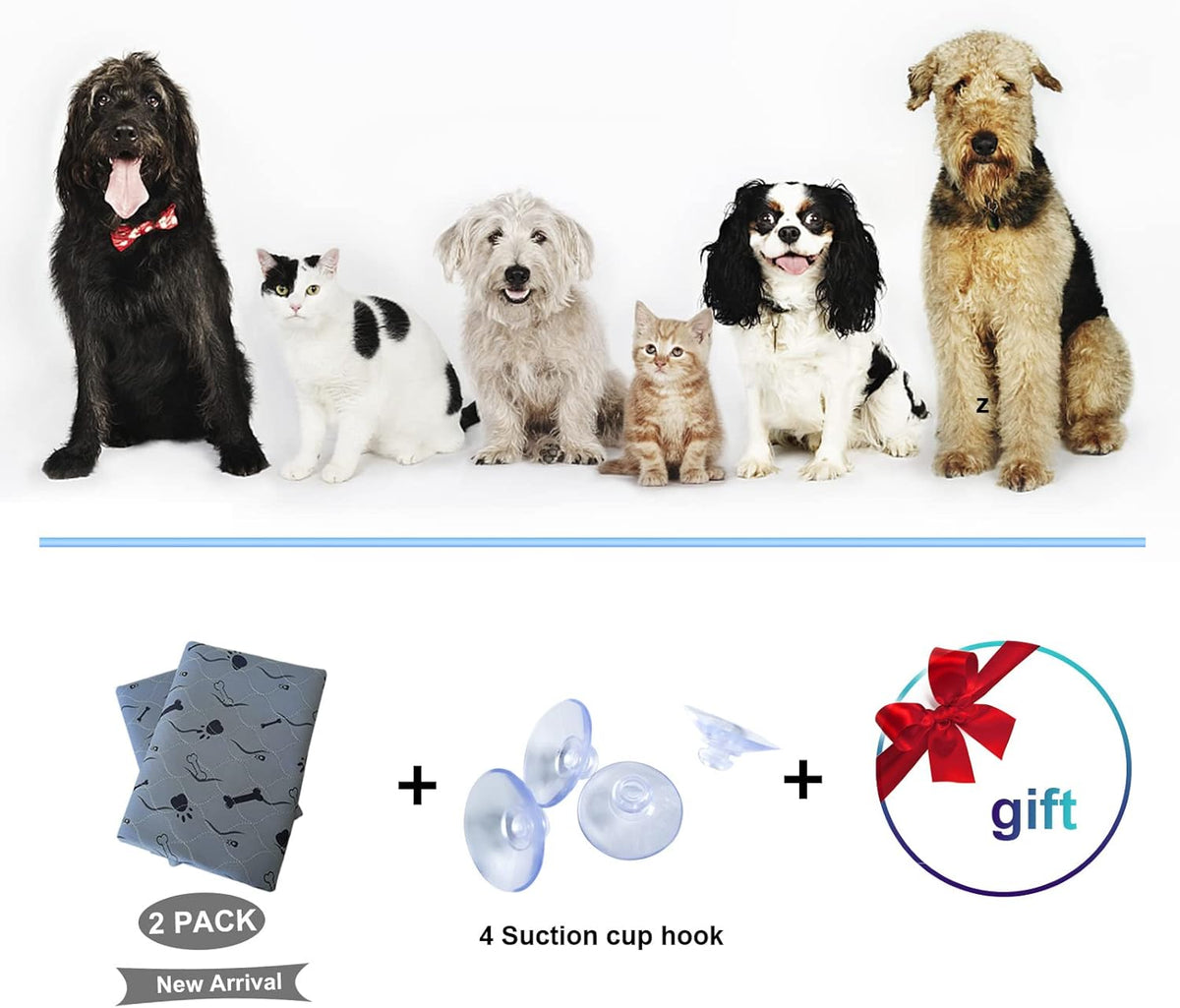Washable Non Slip Dog Pee Pads, Grey Paw Print, Pack of 2 C92645