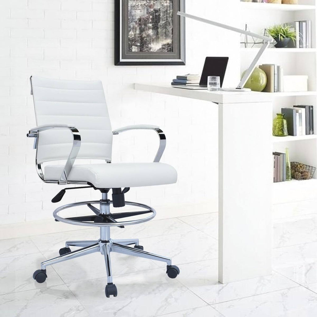 White Ergonomic Office Drafting Armchair Q776429