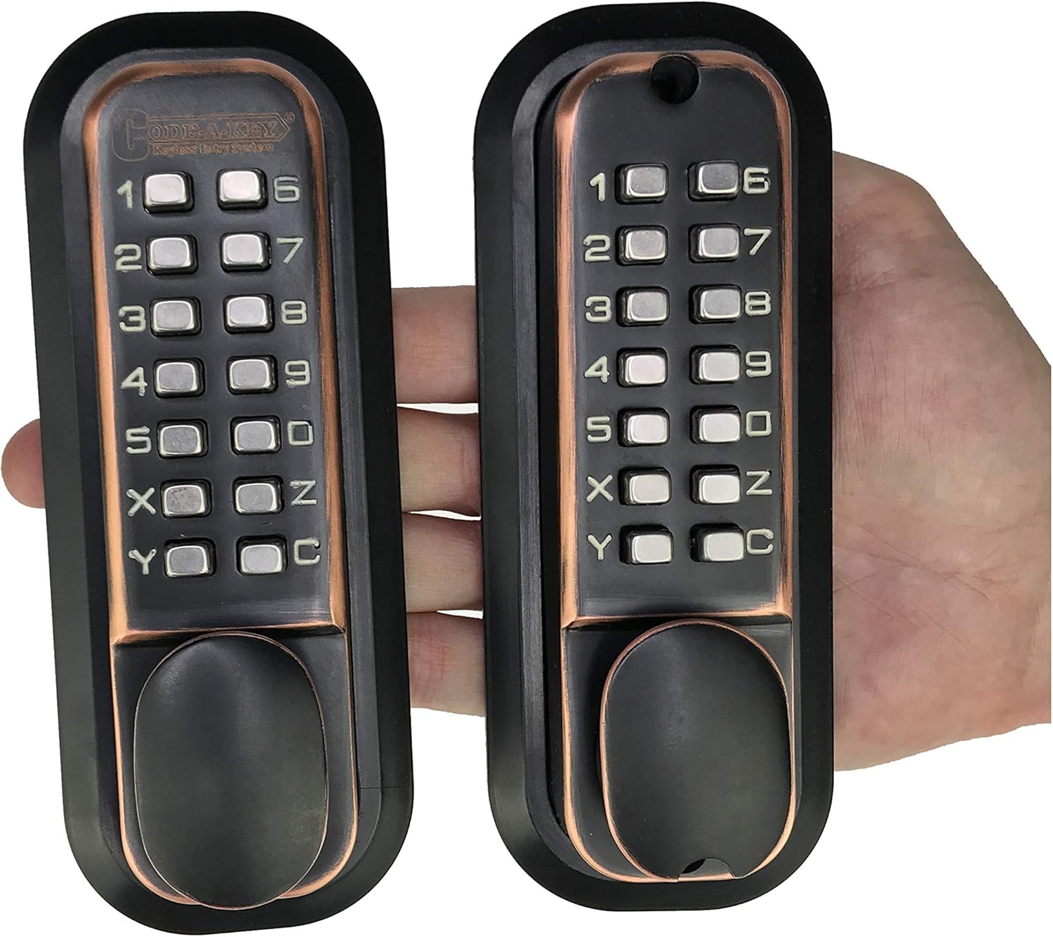All-Weather Double Keypad Mechanical Keyless Latch Door Lock D734623