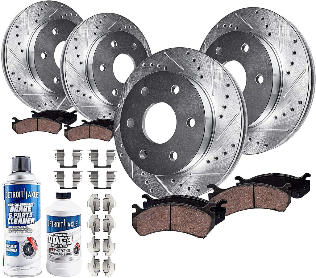12.99" Front & 13.58" Rear Drilled Slotted Rotors w/ Brake Pads 10pc Set I354800