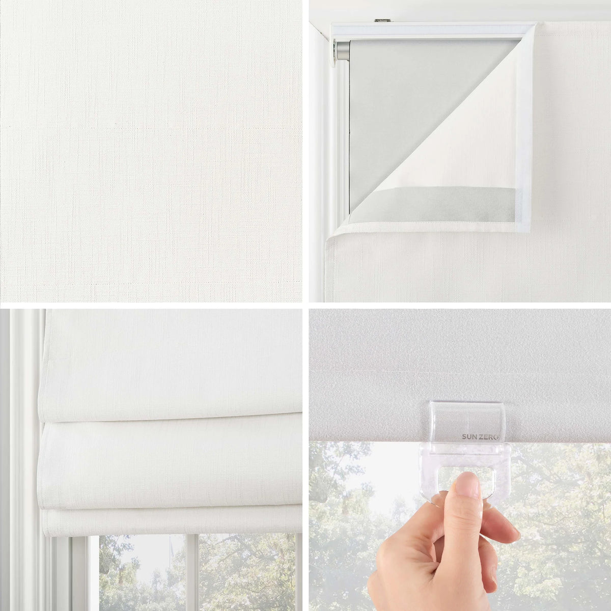White 100% Blackout Cordless Roman Shade L494650