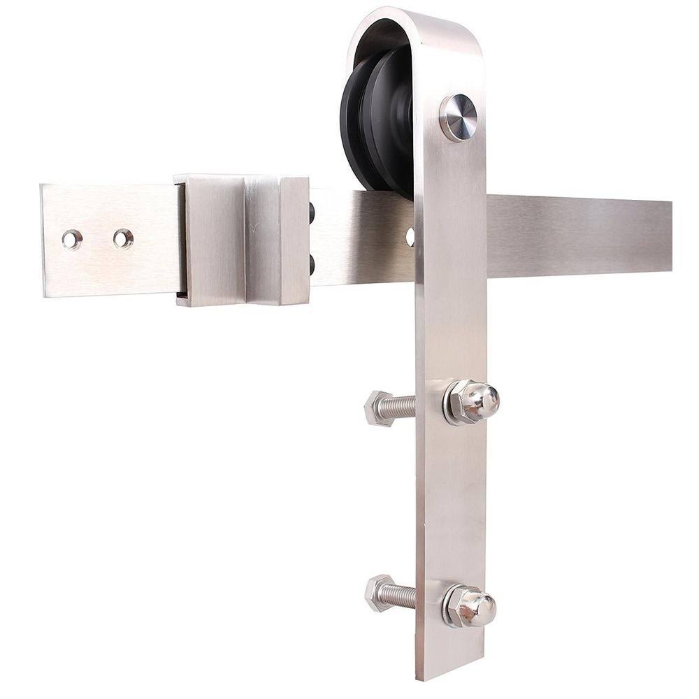 Solid Espresso Stained Knotty Pine Wood Interior Sliding Barn Door with Hardware Kit K77227