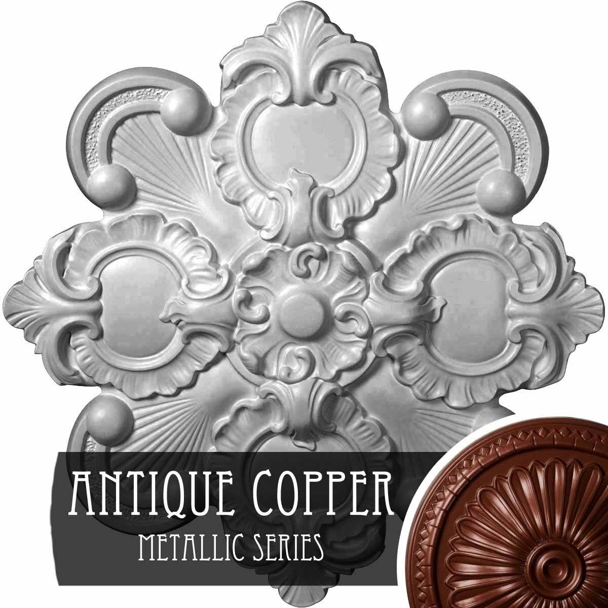 18 1/8x22OD x 1 1/4x22P Hand-Painted Silver Ceiling Medallion Y2475