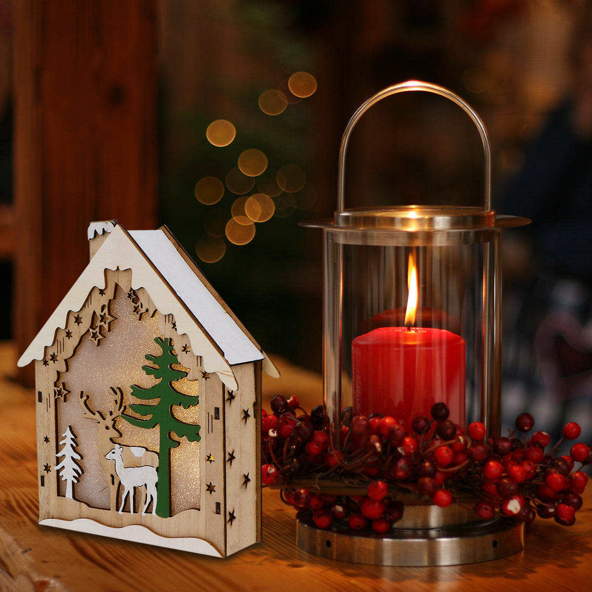 Wooden Mini House Kit with Deer W99777
