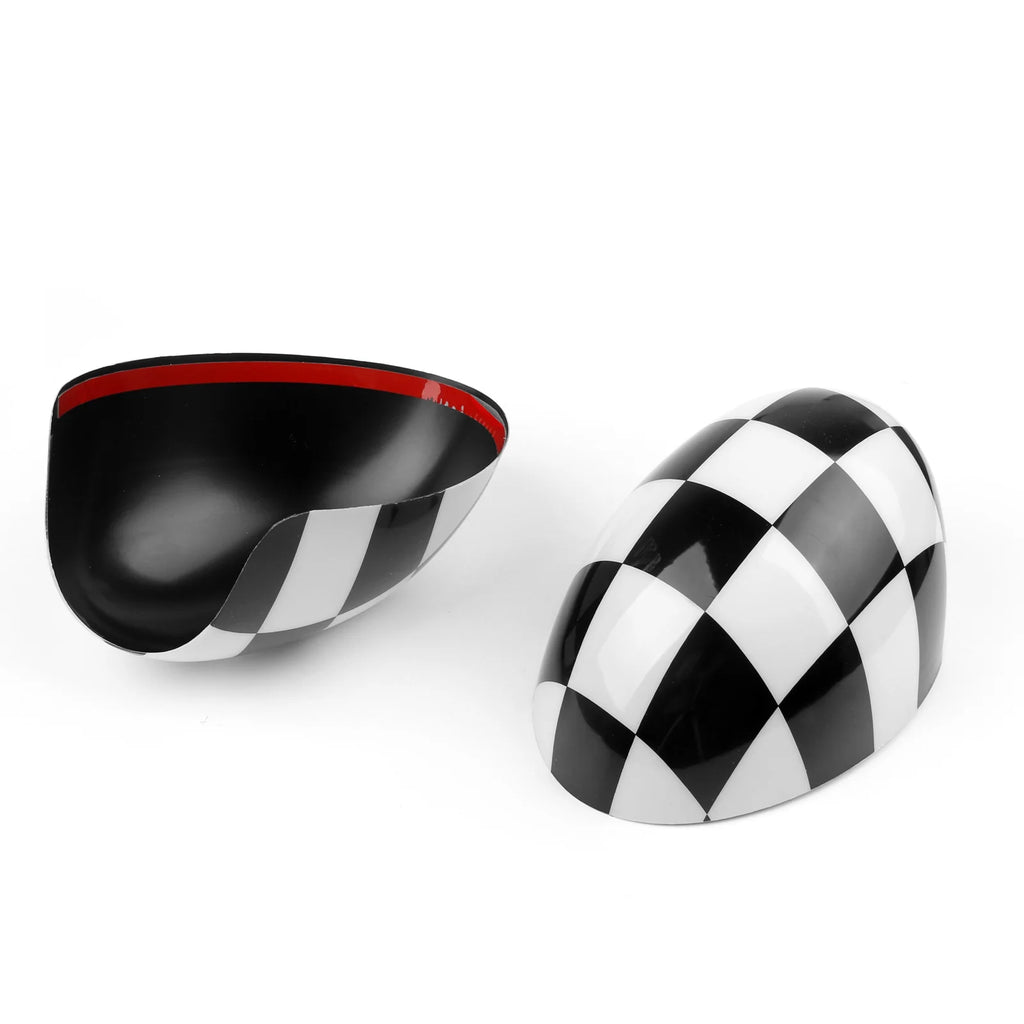 2 x Checkered Mirror Covers for MINI Cooper D1428