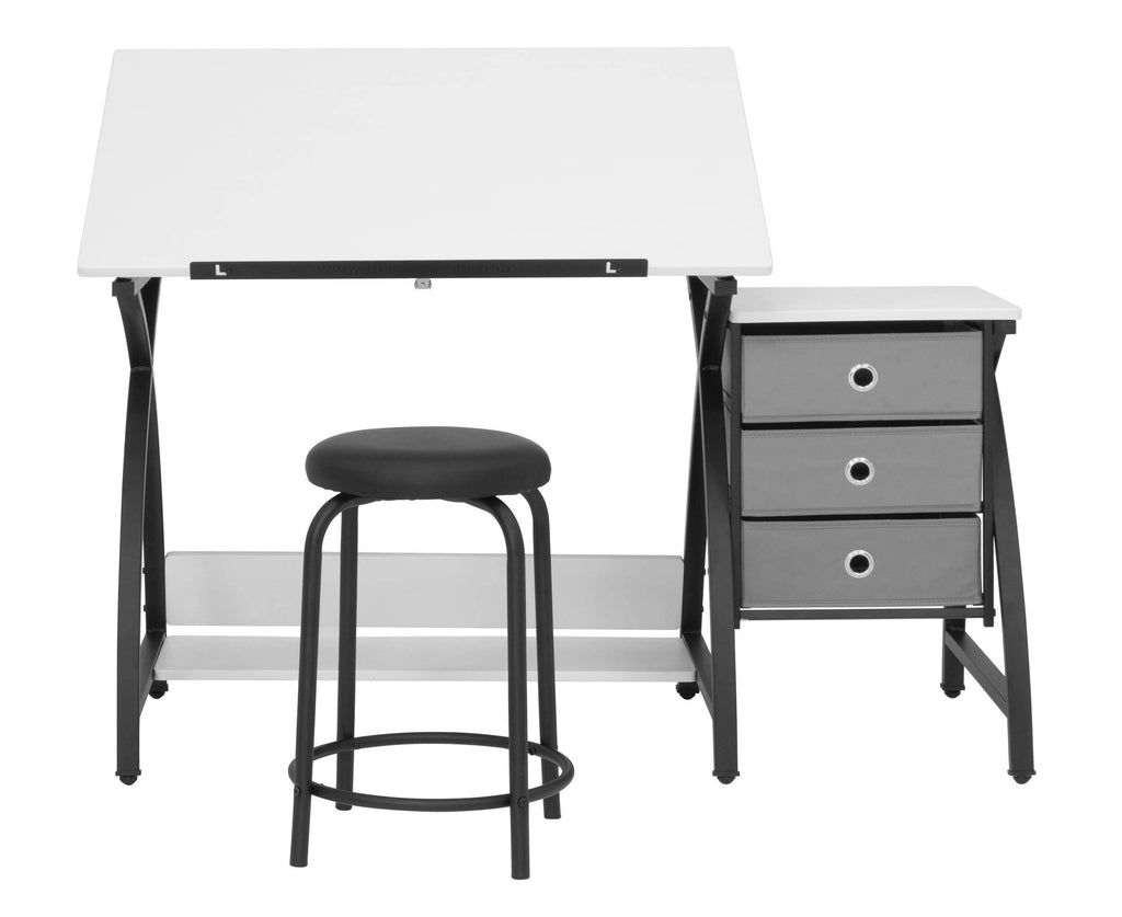 Black and White Drawing Table with Stool Q2578