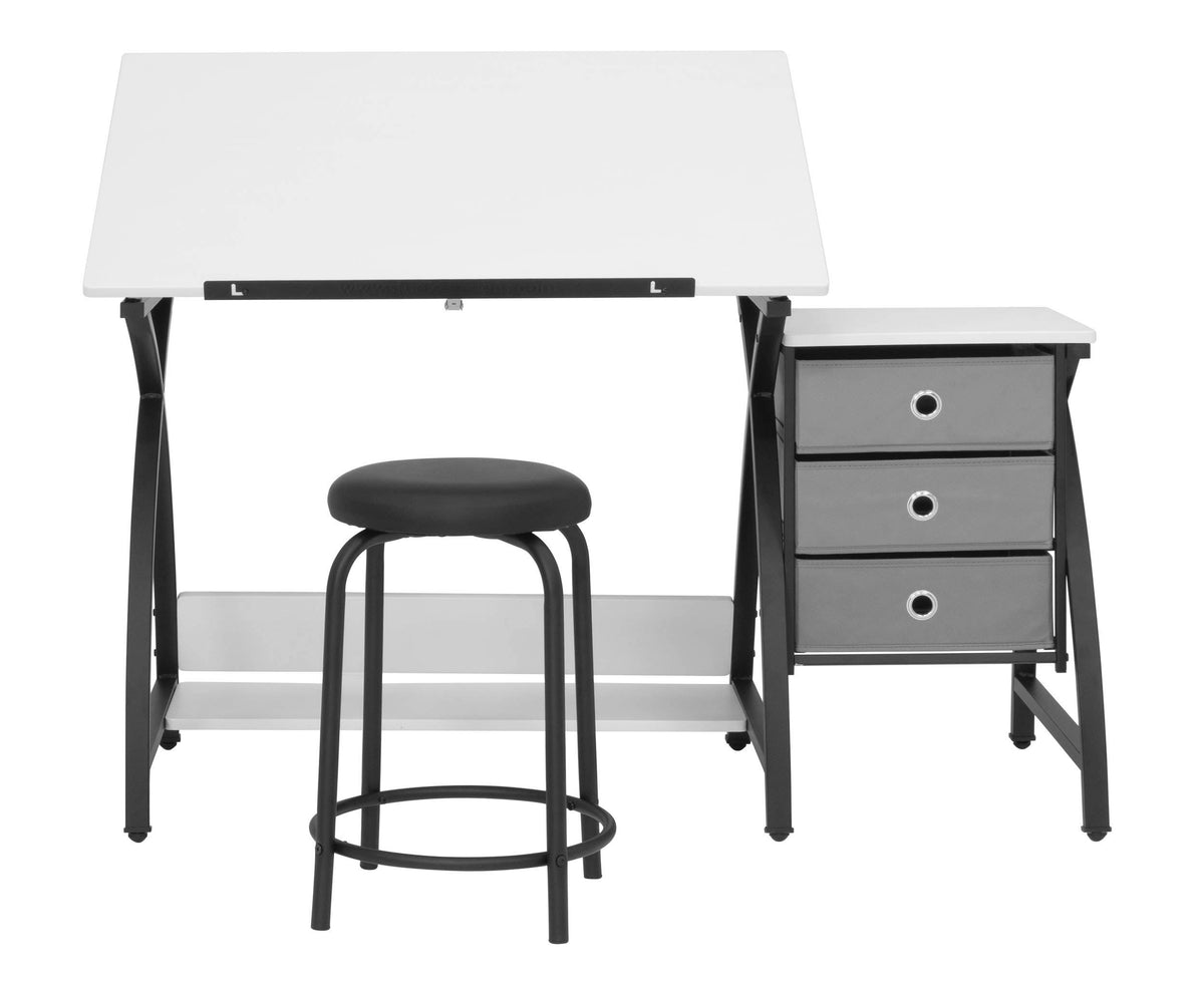 Black and White Drawing Table with Stool Q2578