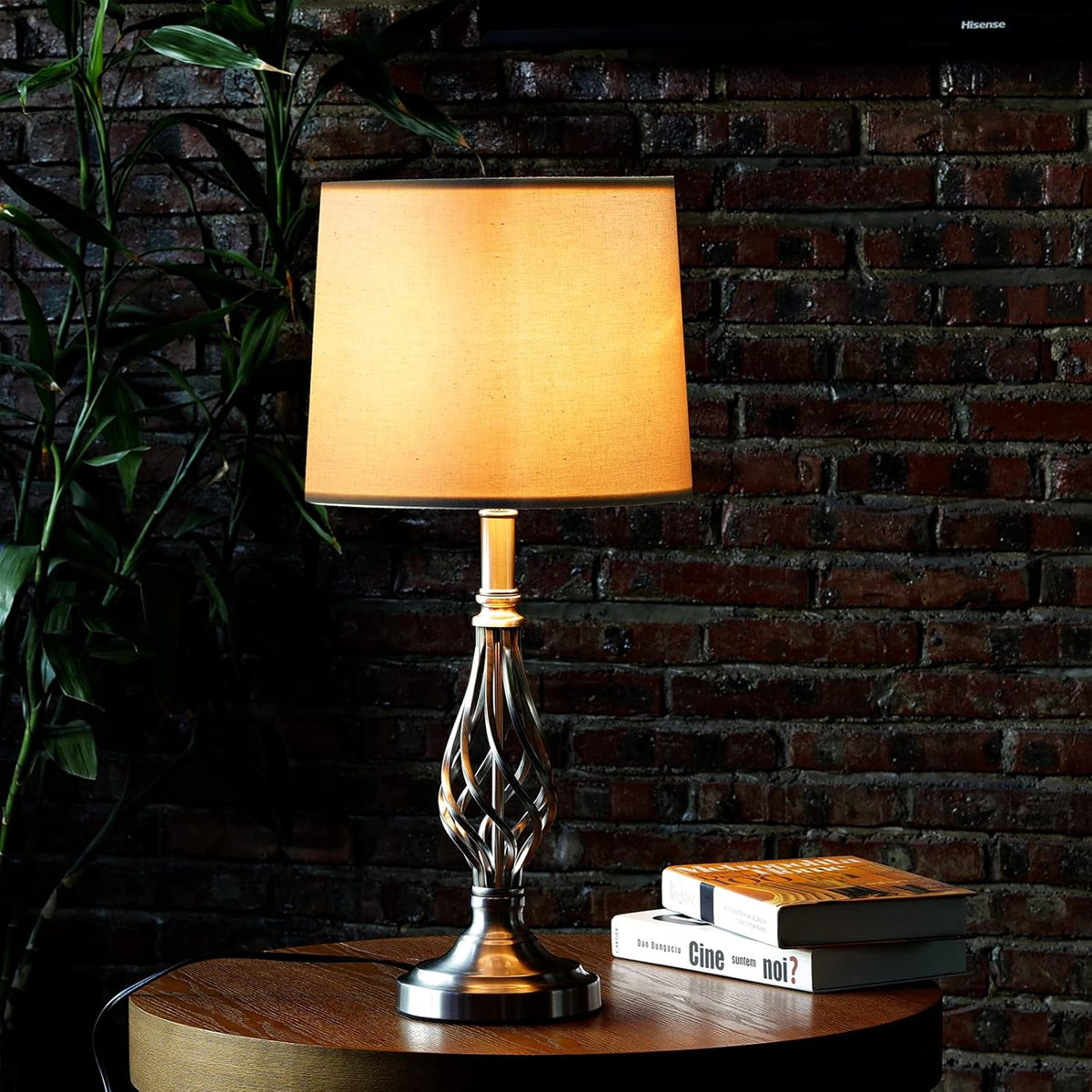 Brushed Nickel Silver Table Lamps Set of 2 W8301