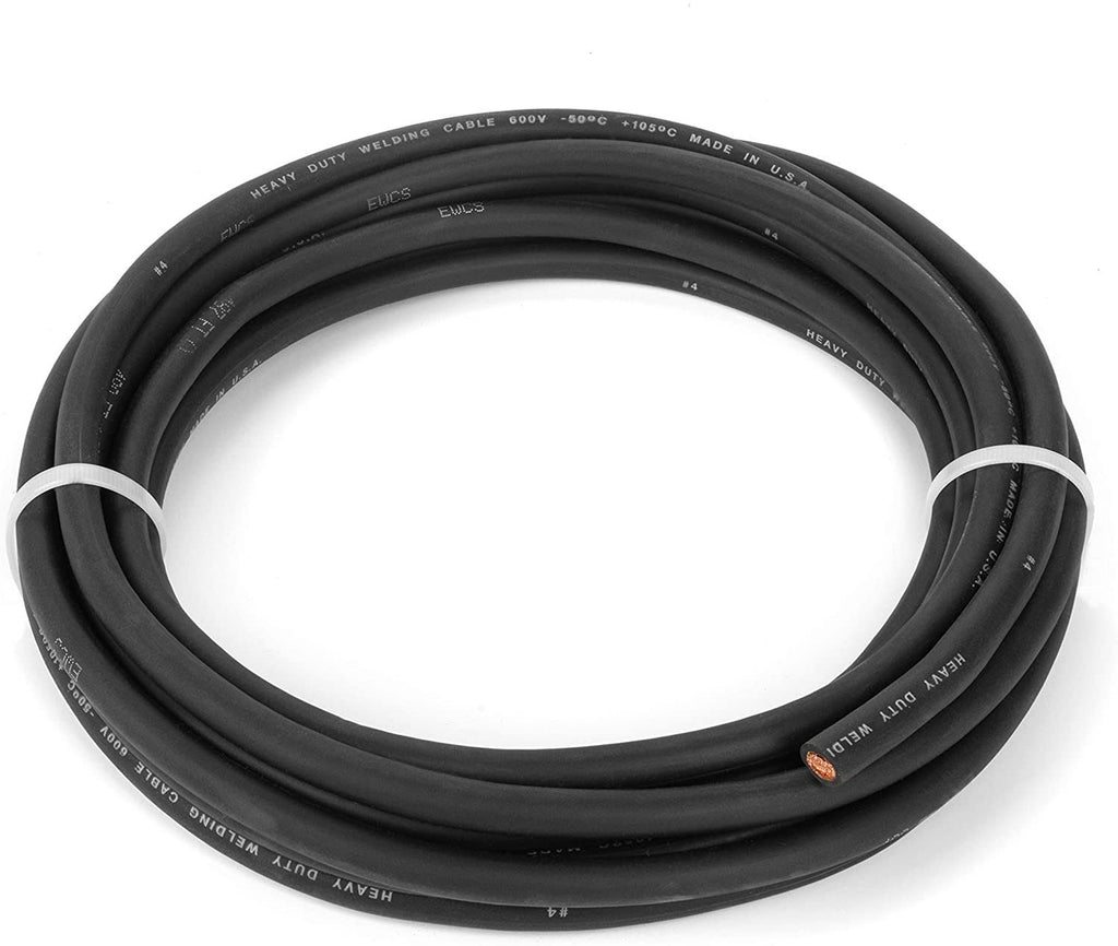 4 Gauge Extra Flexible Welding Cable 600 Volt Black 50 Feet T7061