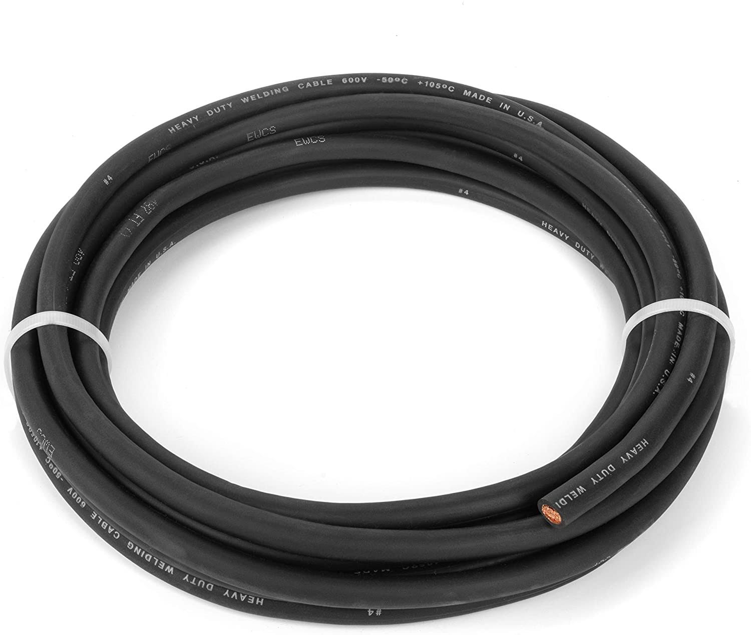4 Gauge Extra Flexible Welding Cable 600 Volt Black 50 Feet T7061