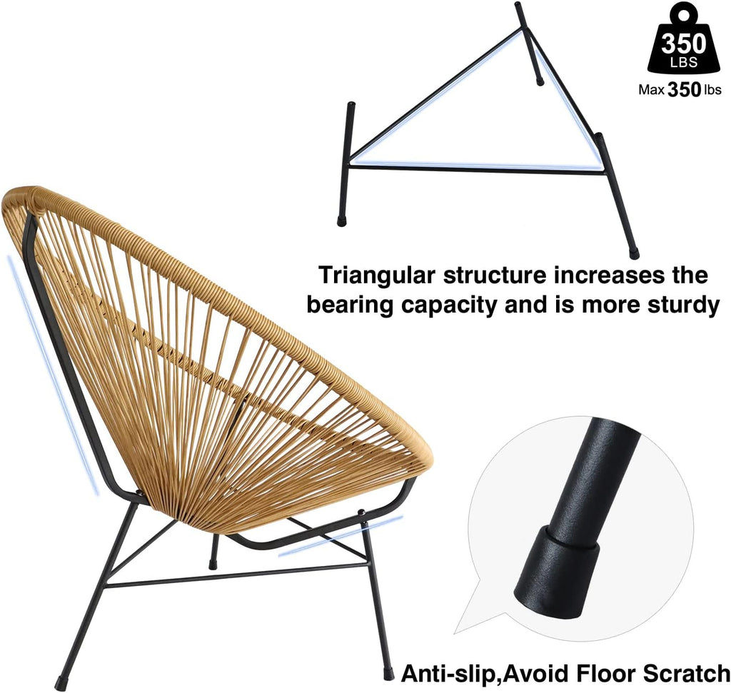 Set of 2 All-Weather Acapulco Chair with Flexible Rope and Heavy Duty Frame H5245