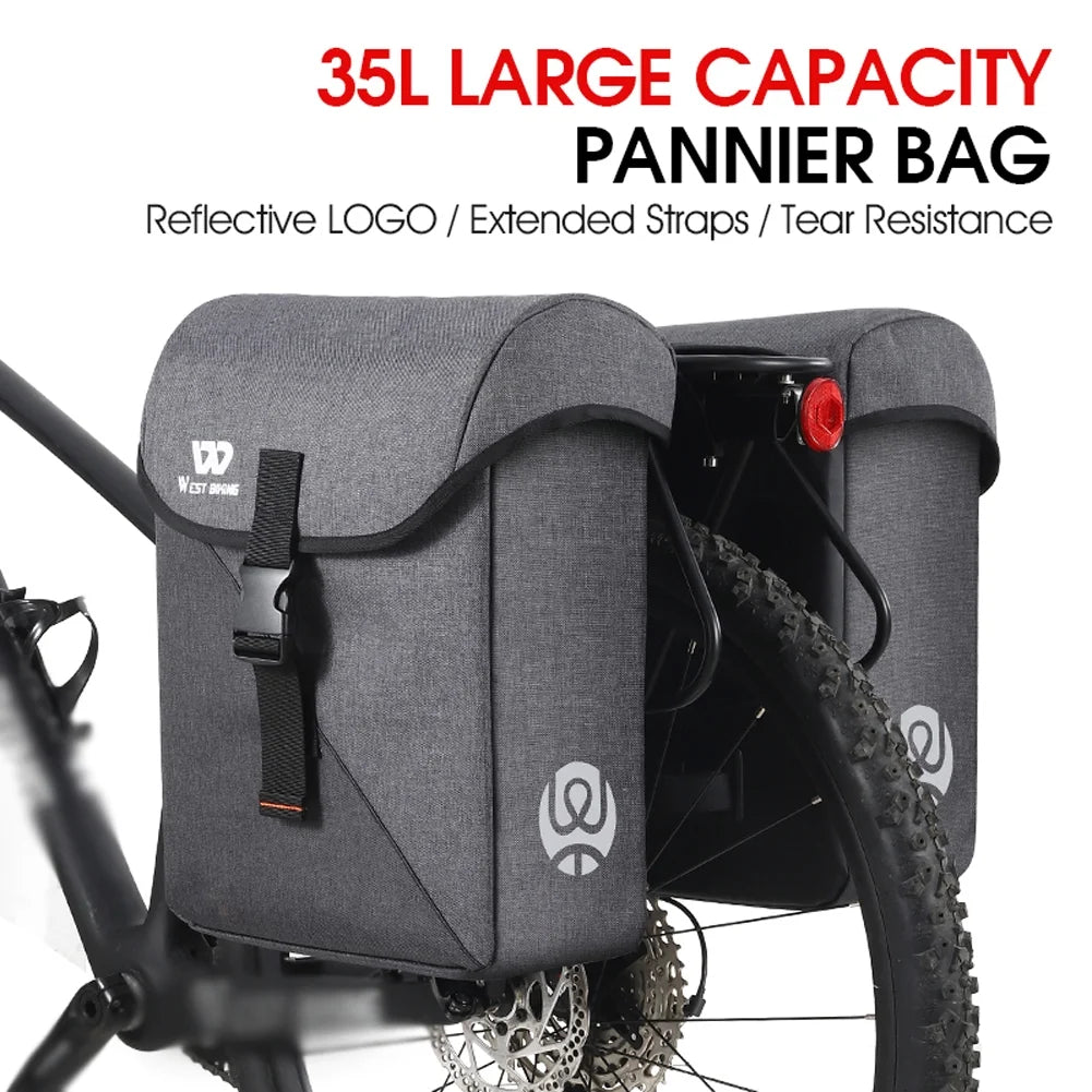 35L Bike Double Bag Rear Seats Luggage Carrier Trunk Bag V819924