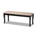 Sand Fabric Upholstered Wood Dining Bench O87801