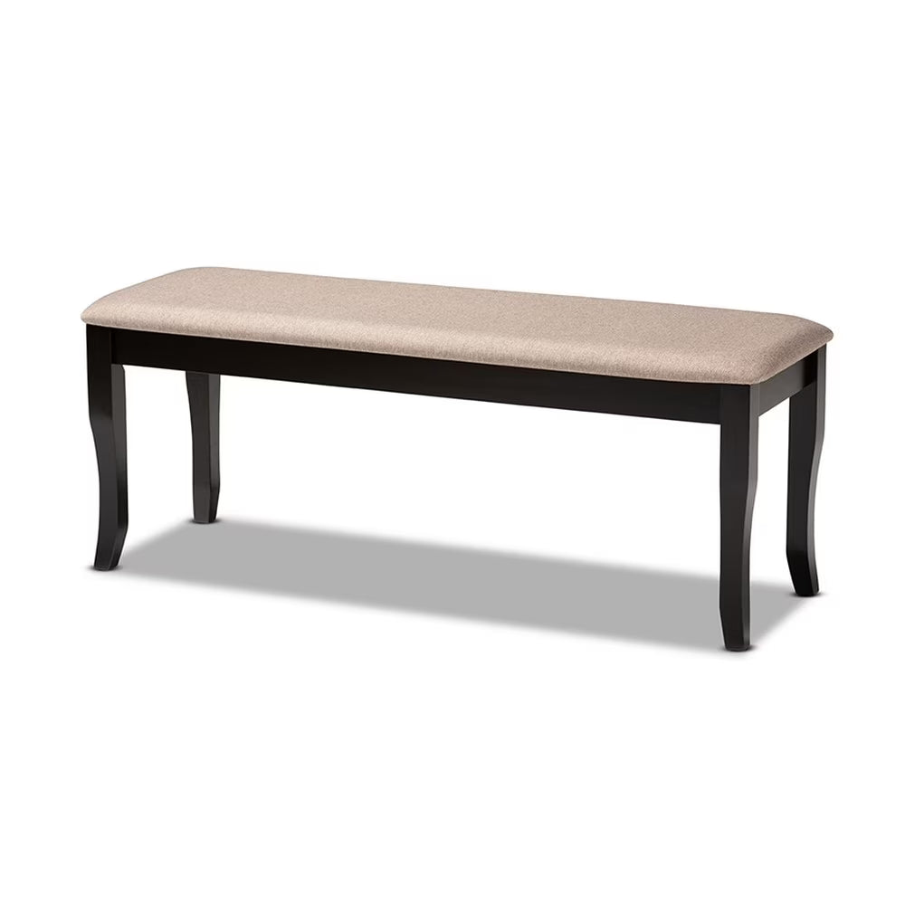 Sand Fabric Upholstered Wood Dining Bench O87801