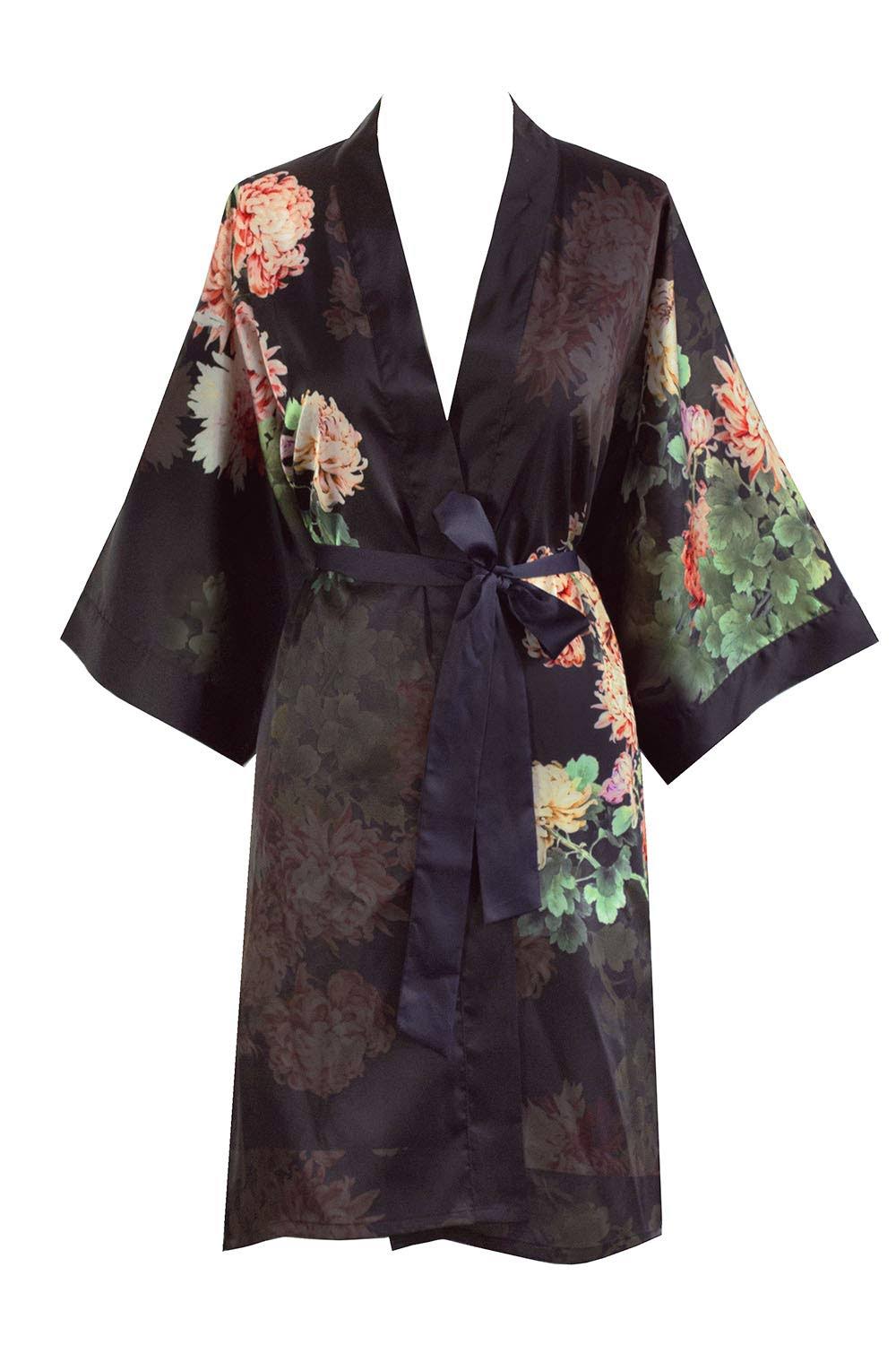 Coral Chrysanthemum Kimono Robe X2798