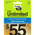 $55 Gold Unlimited Talk Text Data 30-Day Prepaid Plan with 15GB Hotspot Data F3813