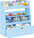 Pink 4 Shelf Toy Storage and Bookshelf with Rolling Bin Y9976