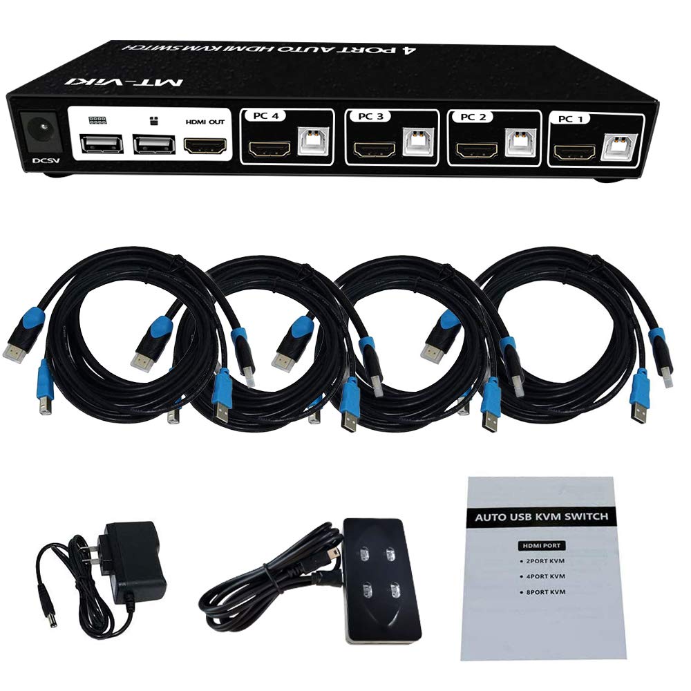 4K HDMI KVM Switch 4 Port with 4 USB Ports, 4K@60Hz HDMI2.0, Pack of 2 E8888