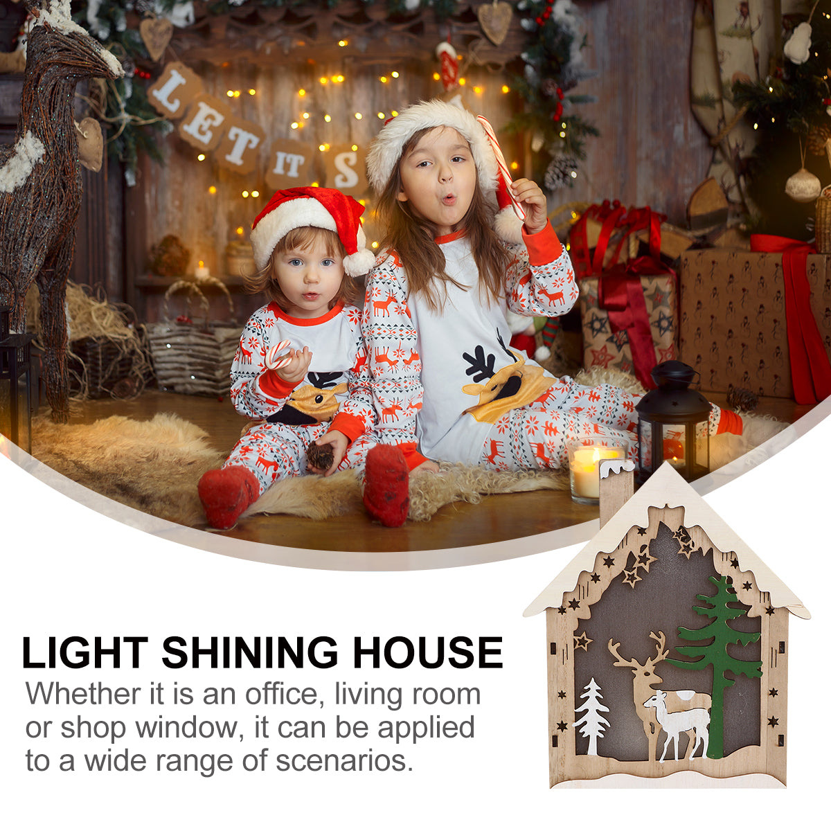 Wooden Mini House Kit with Deer W99777