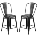 Distressed Black Metal Counter-Height Stool F35406