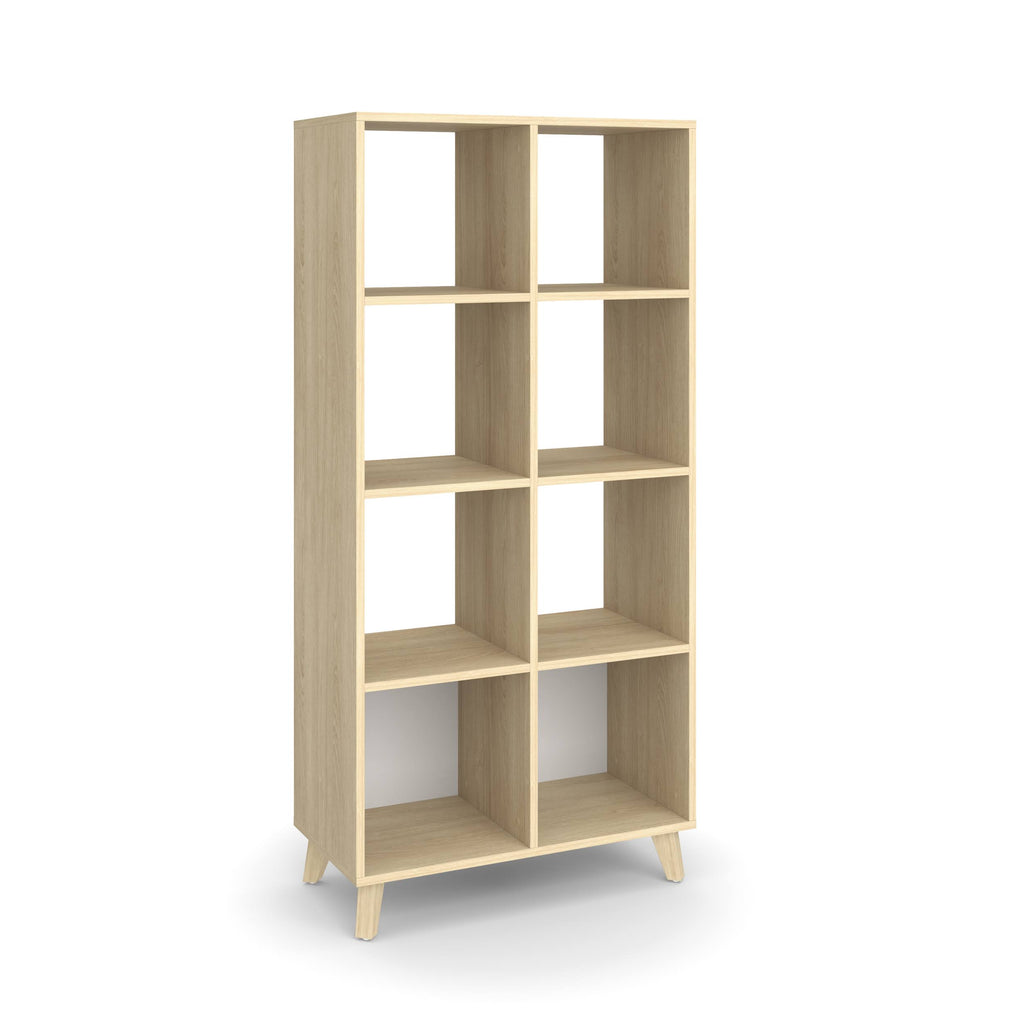 Teak Modern Cube Bookcase with Real Wood Feet O27601