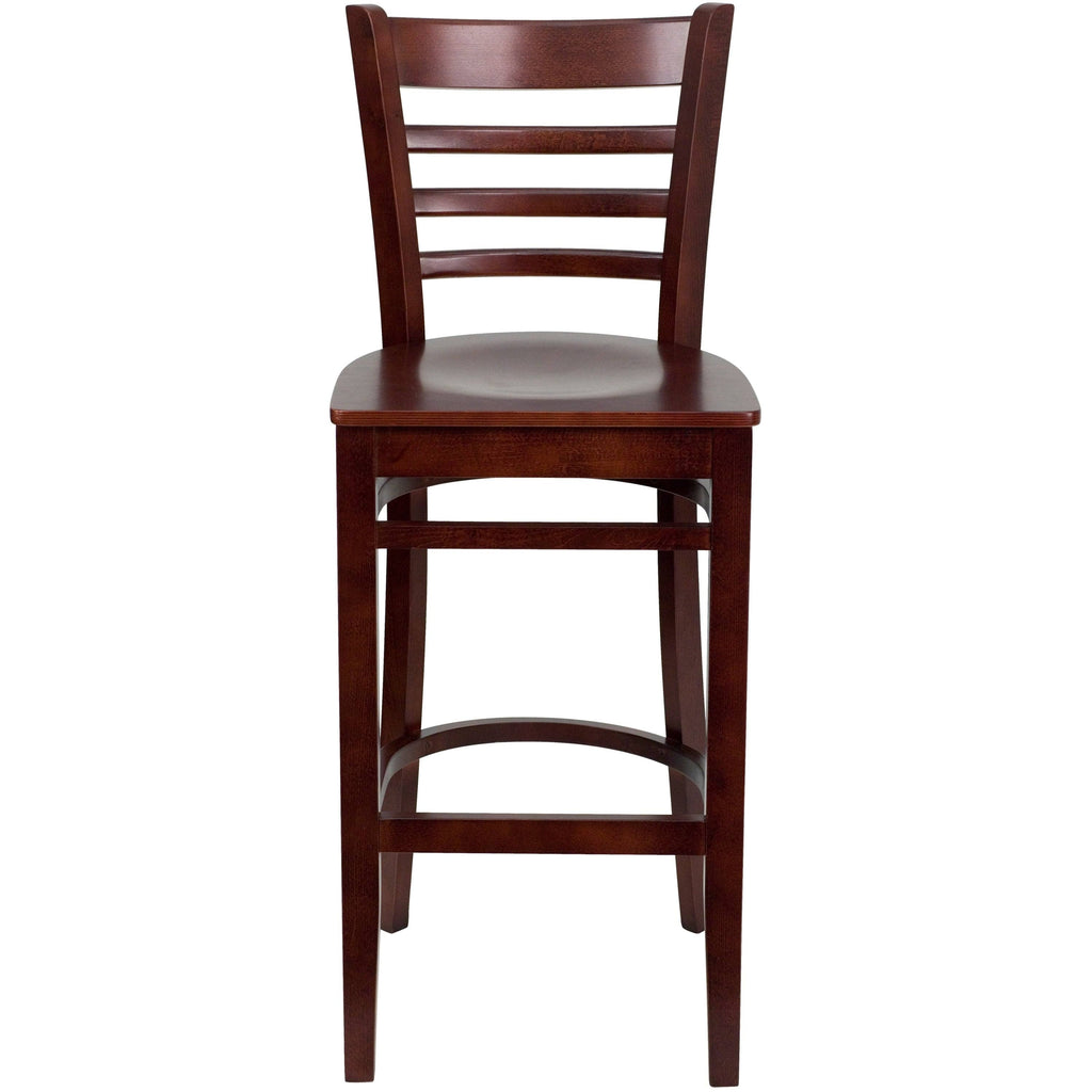Walnut Wood Vertical Slat Back Wooden Barstool C839