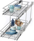 2 Tier Wire Basket Pull Out Organizer Shelf Sliding Drawer Storage P952502