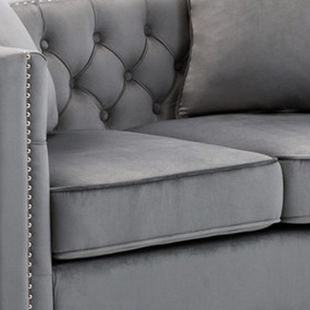 Gray Velvet Chesterfield Loveseat O430348