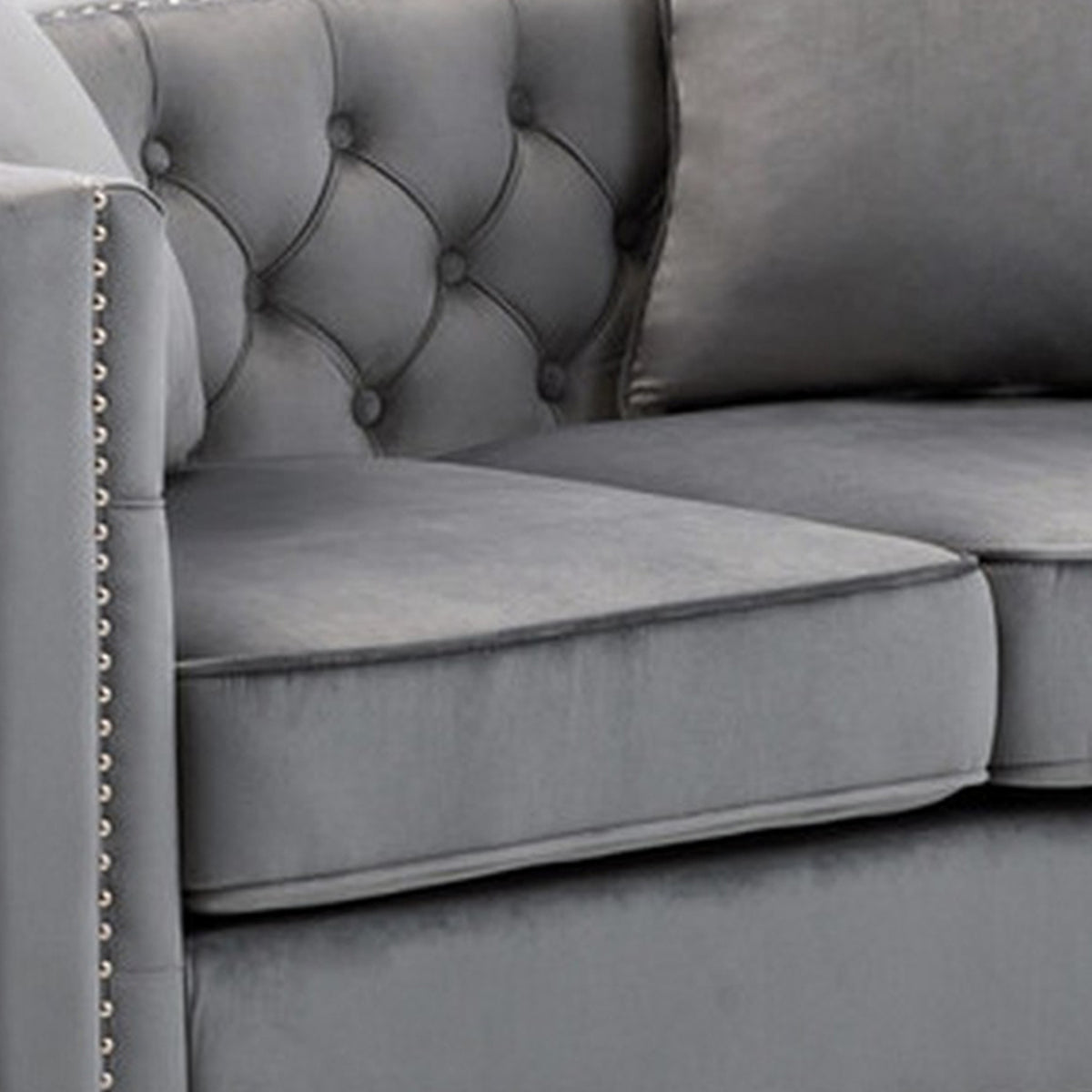 Gray Velvet Chesterfield Loveseat O430348