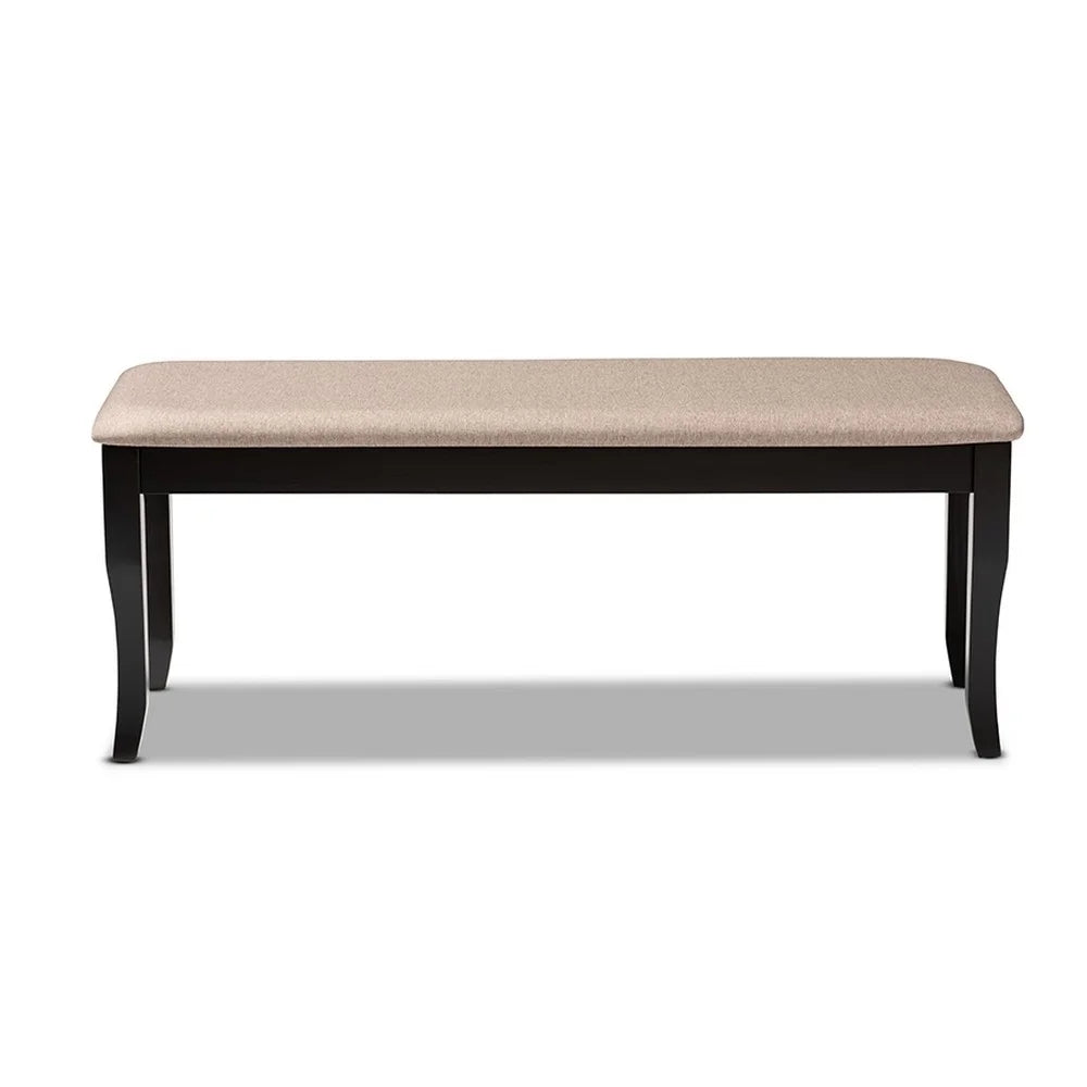 Sand Fabric Upholstered Wood Dining Bench O87801