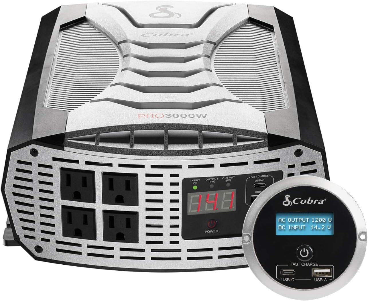 500W Portable Car Power Inverter with 2 AC Outlets and USB Ports R650298