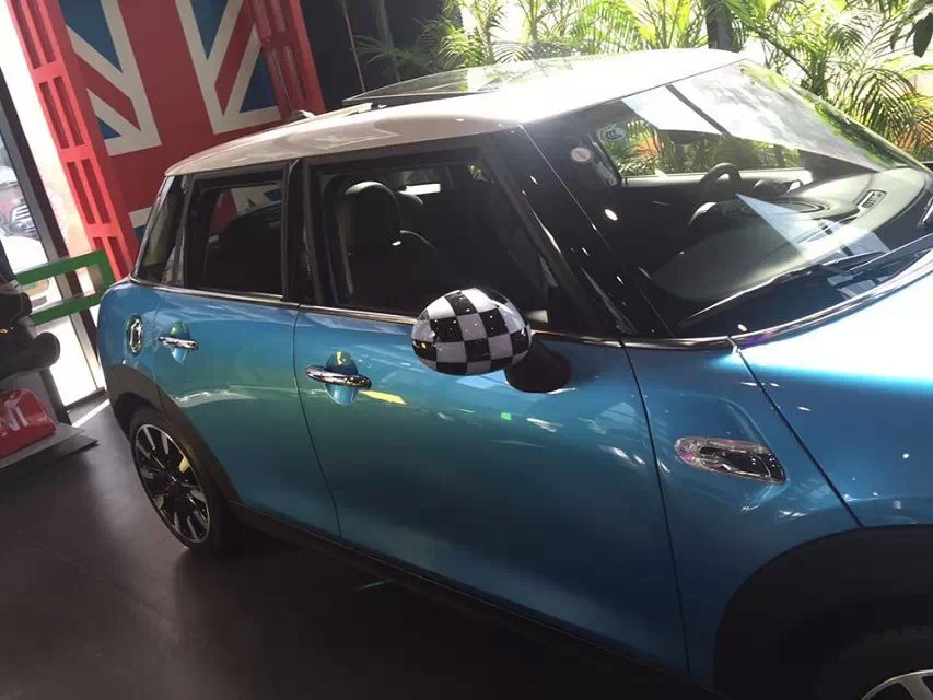 2 x Checkered Mirror Covers for MINI Cooper D1428