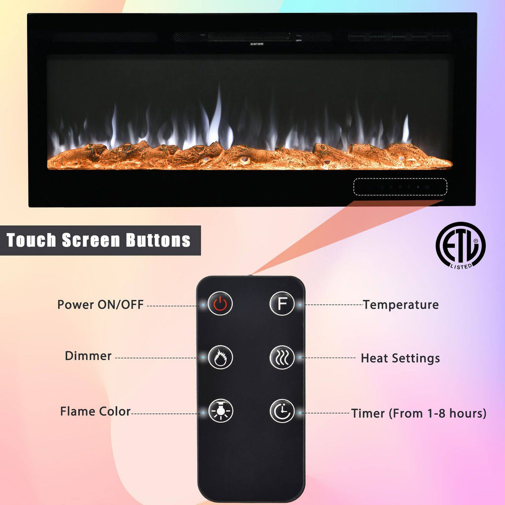 50-Inch Wall Mounted Recessed Electric Fireplace V76515