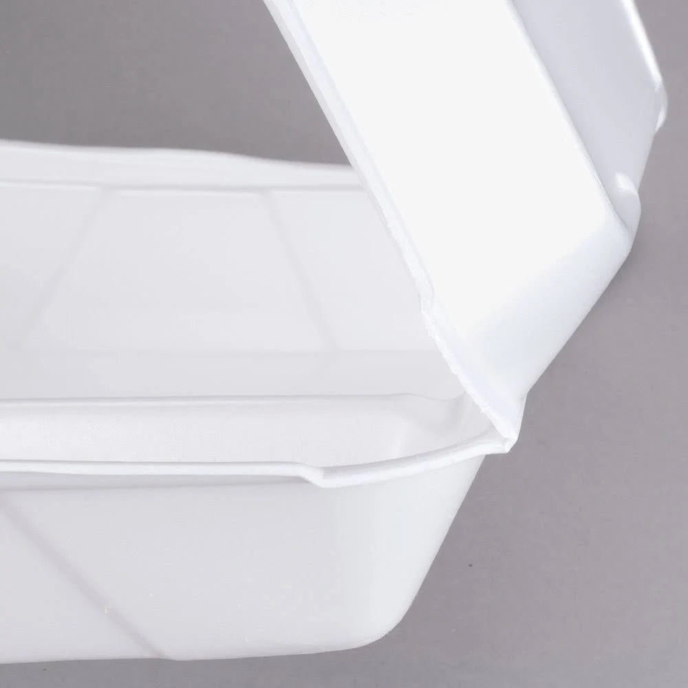 White 2-Compartment Hinged Lid Foam Container A321