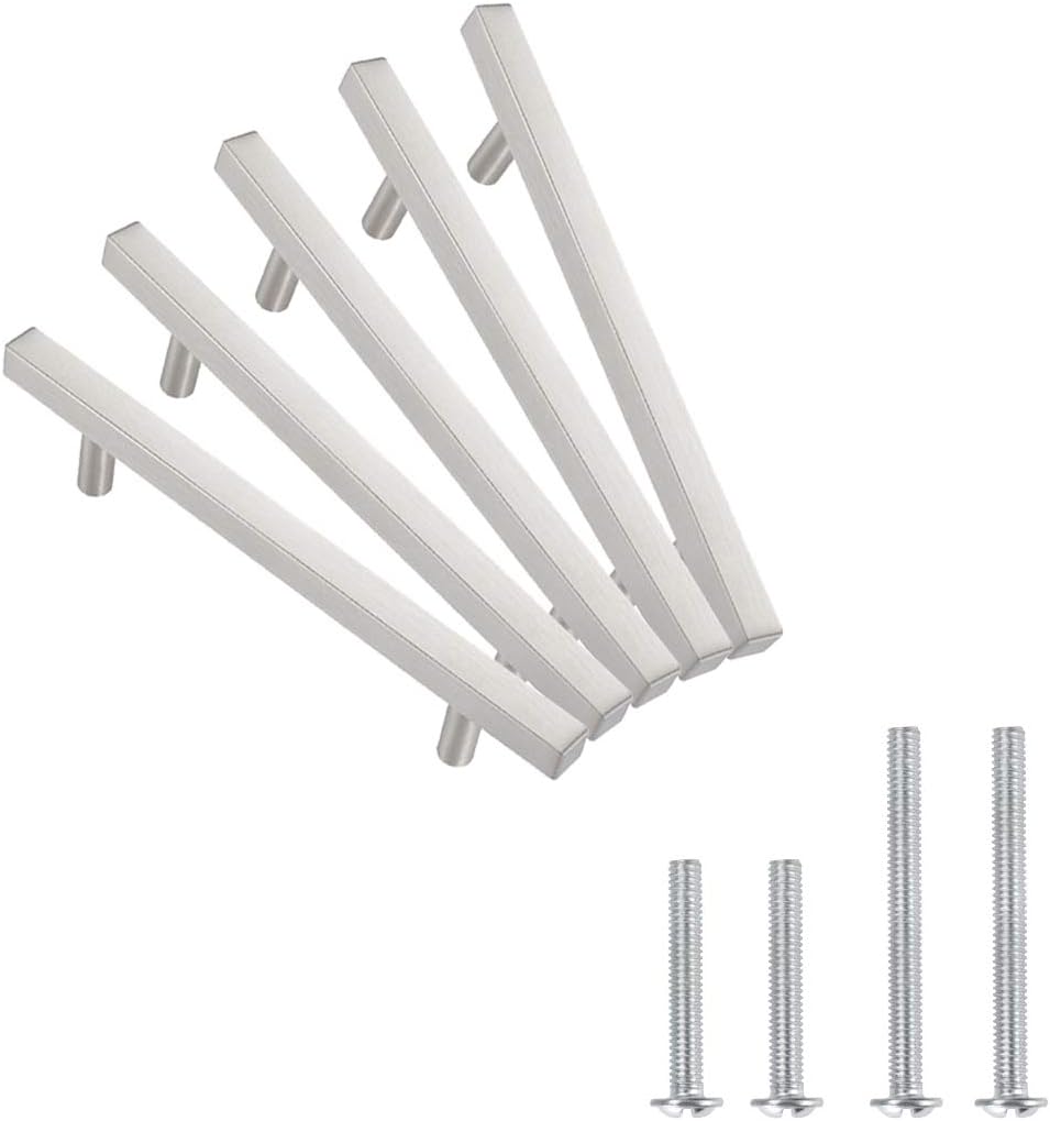 Silver Brushed Nickel 5 Pack Cabinet Pulls 224mm Total Length I3215