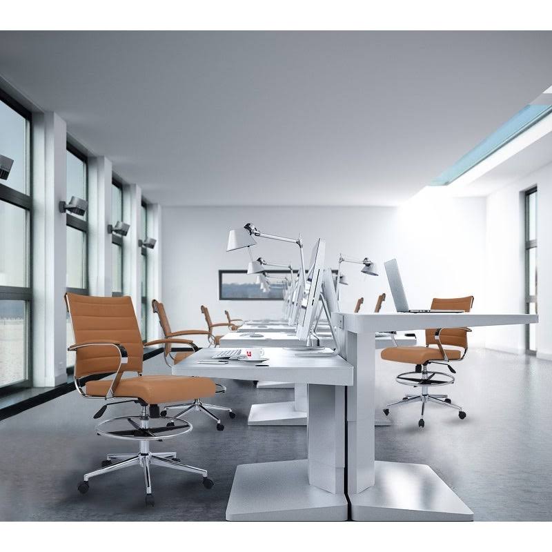 White Ergonomic Office Drafting Armchair Q776429