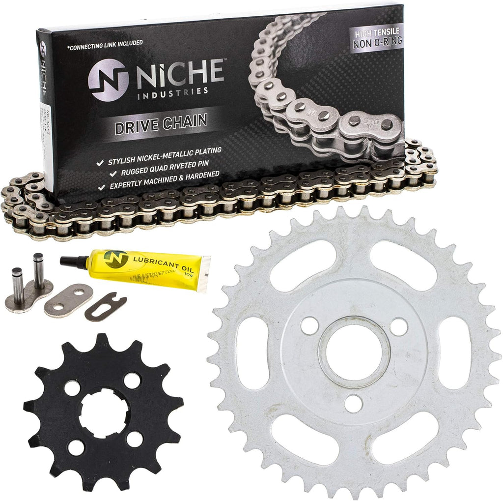 Drive Sprocket Chain Combo Front 13 Rear 37 Tooth 420HZ Standard 76 Links Pack of 2 Q59720