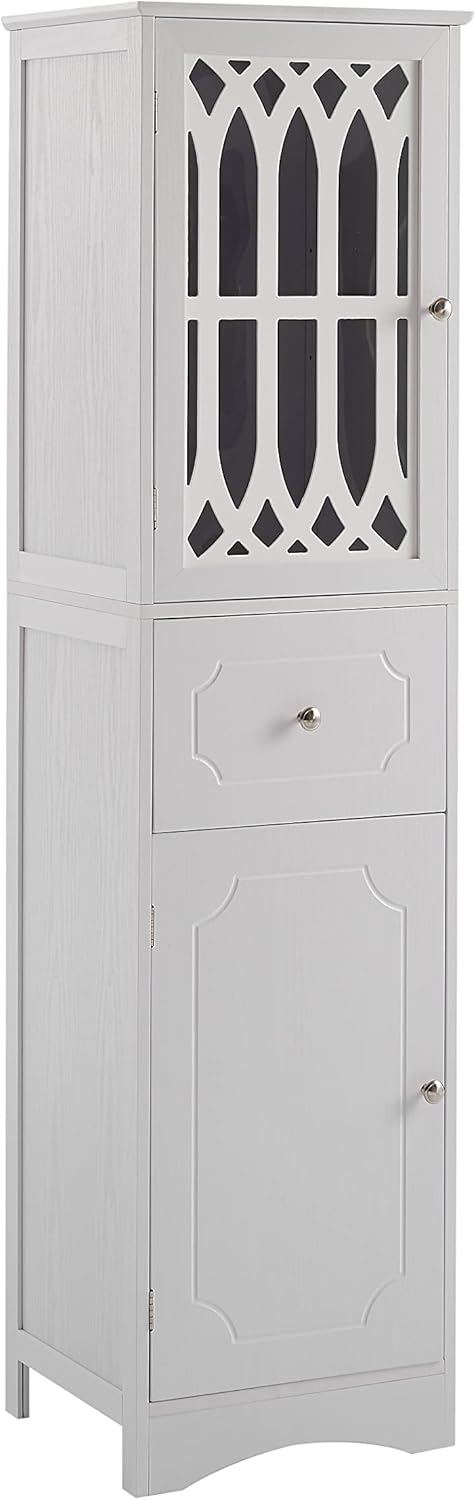 White 16.5" L x 14.2" W x 63.8" H Bathroom Storage Cabinet N563