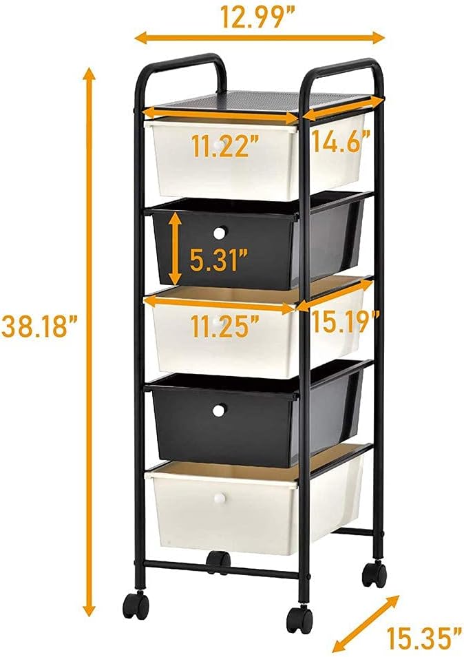 5-Drawers Rolling Storage Cart on Wheels F46785