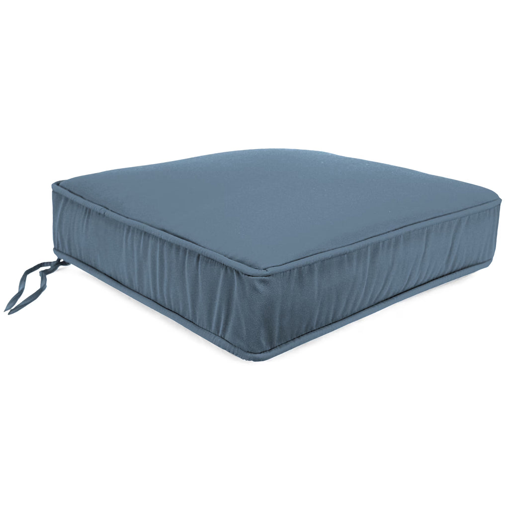 Sunbrella Denim Blue Rectangular Outdoor Deep Seat Chair Cushion with Ties and Welt K714081