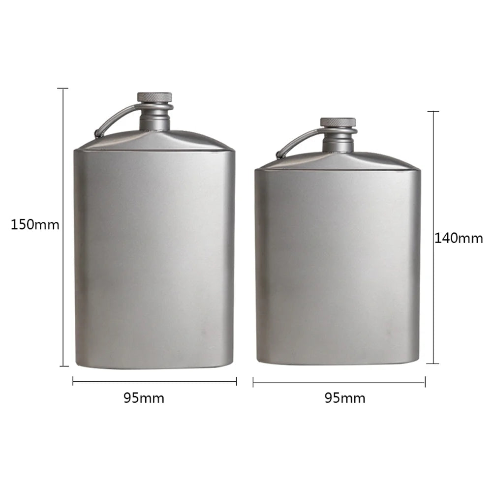Titanium Flask Hip Flagon with Screw Clip Ultralight Hydration Flat Bottle with Ti Funnel L135987