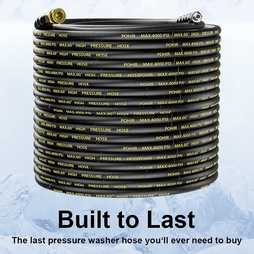 Pressure Washer Hose 50 ft 3/8 Inch Quick Connect, 4200 PSI, Pack of 2 M983723
