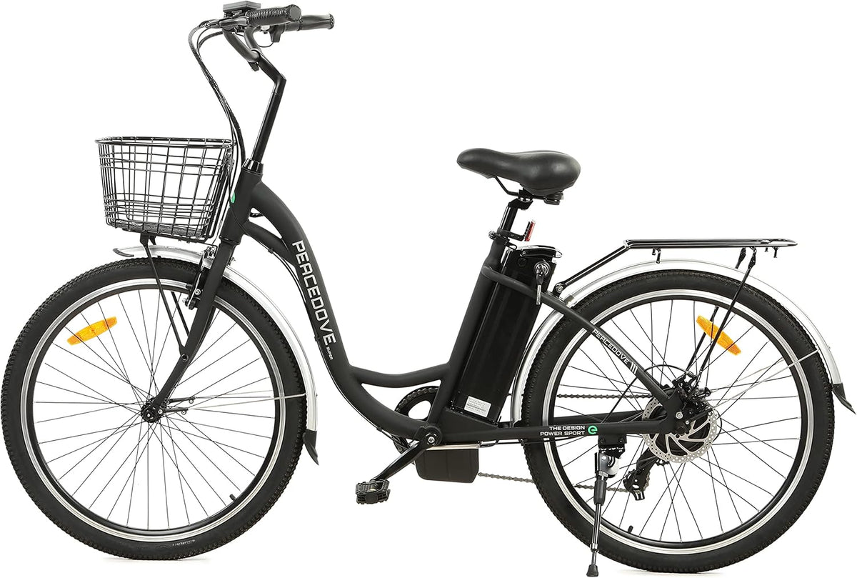 26" 350W Electric Cruiser Bike with Basket Shimano 7 Speed Removable 36V 10AH Lithium Battery B191