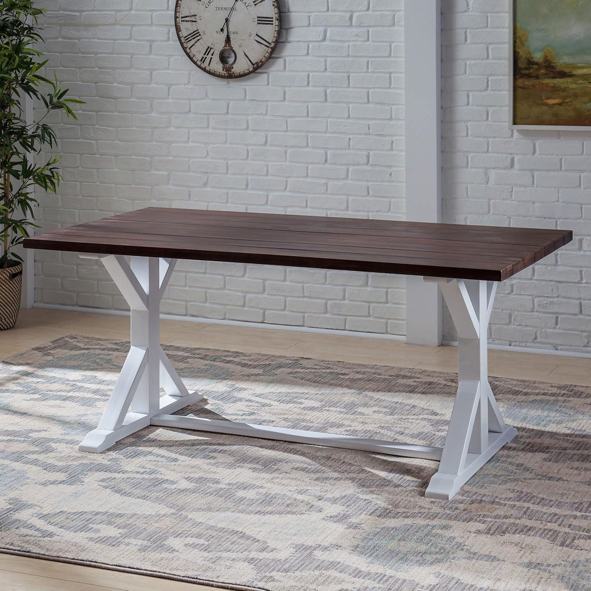 Dark Brown Acacia Wood Dining Table K198