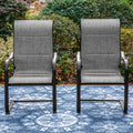 Black&Gray Outdoor Patio Dining Chairs with Padded Seat and Back M4045