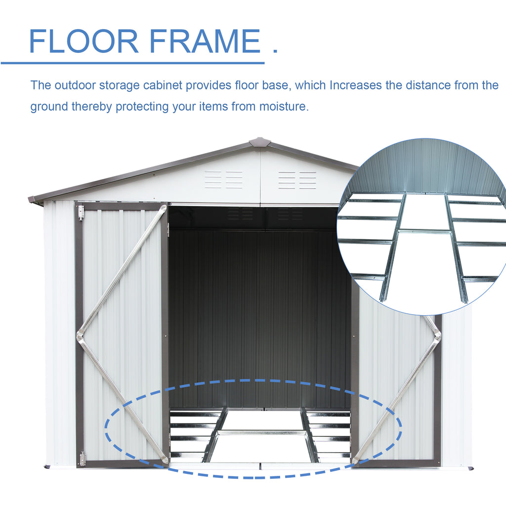 White Metal Garden Shed with Hinged Door Lockable Q2218