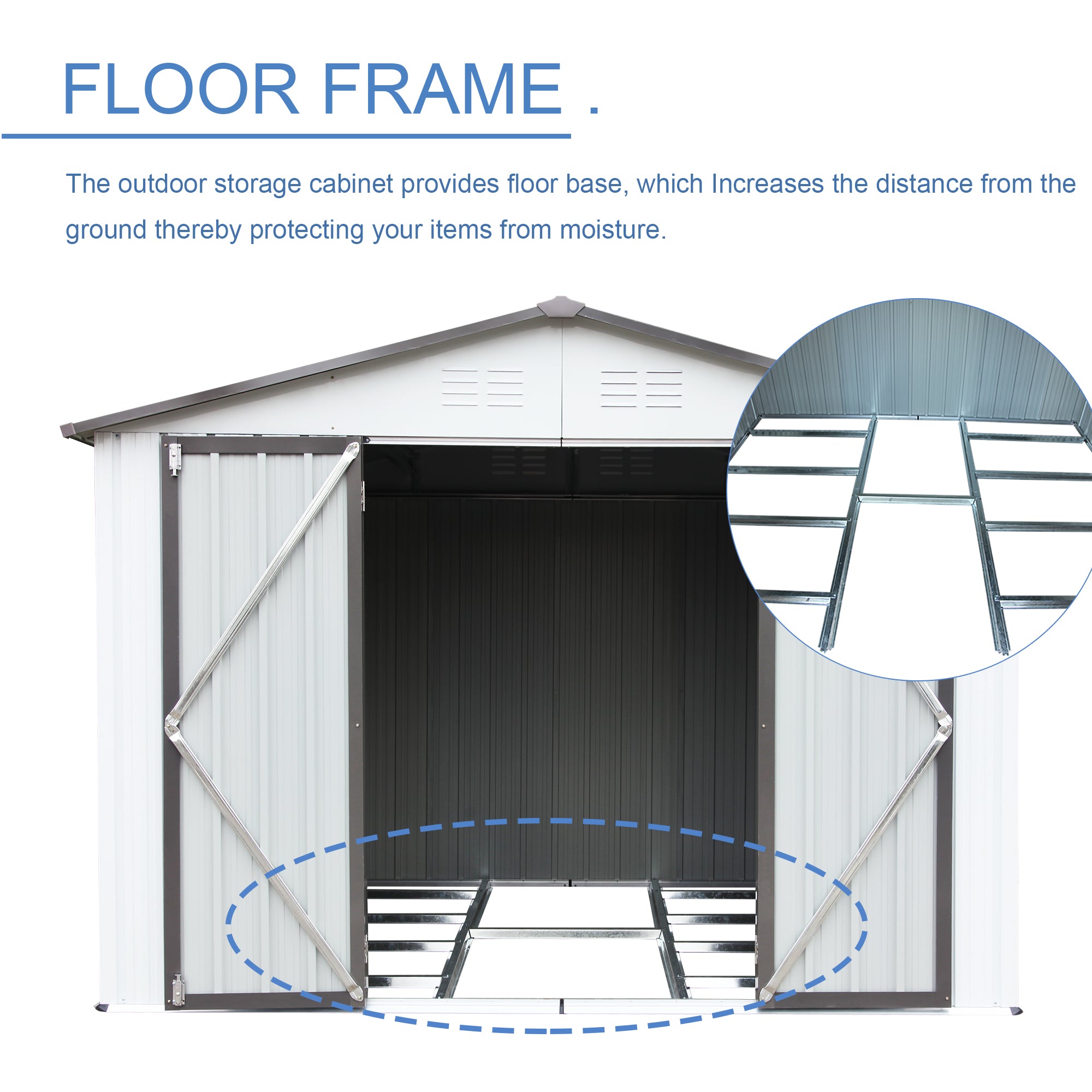 White Metal Garden Shed with Hinged Door Lockable Q2218