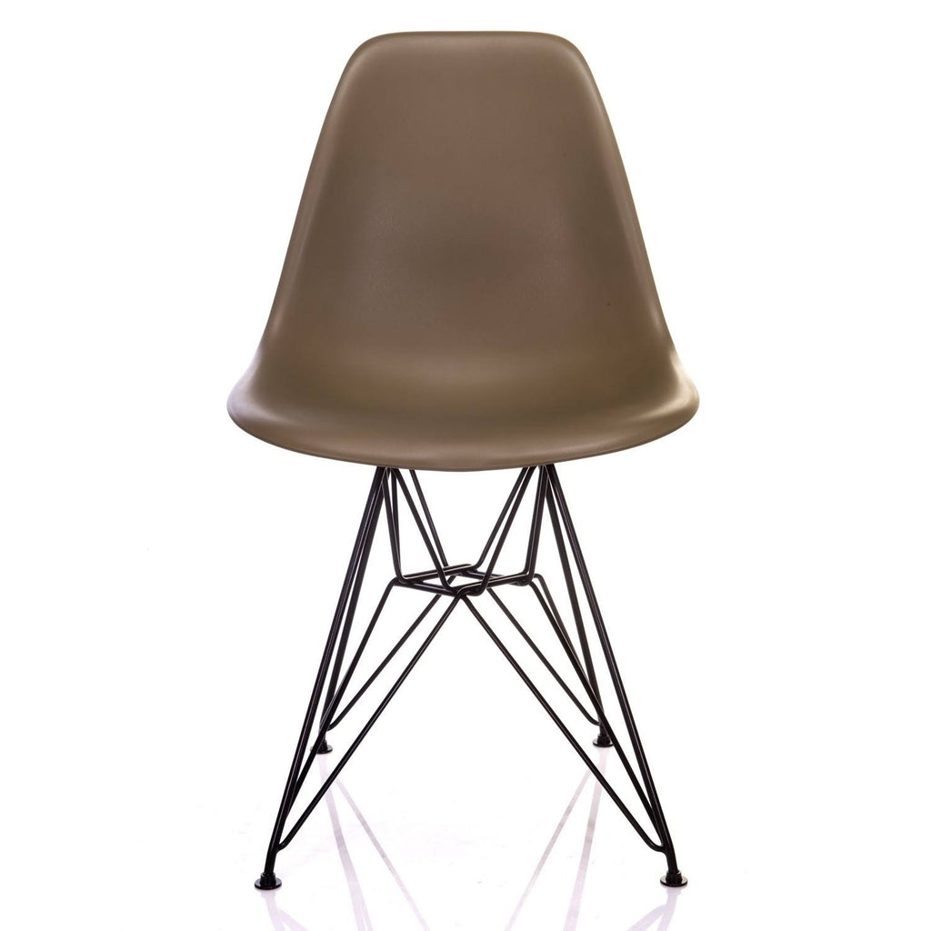 Mid-Century Modern Dining Accent Side Chair with Black Steel Leg J1371