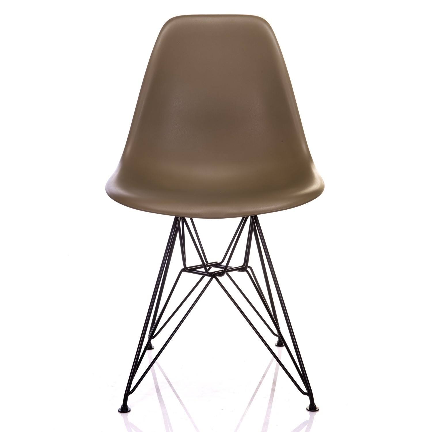 Mid-Century Modern Dining Accent Side Chair with Black Steel Leg J1371